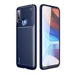 For Motorola Moto E7 Power Carbon Fiber Texture Shockproof TPU Case(Blue)