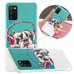 For Samsung Galaxy A02s(EU Version) Luminous TPU Mobile Phone Protective Case(Headset Dog)