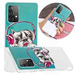 For Samsung Galaxy A52 5G / 4G Luminous TPU Mobile Phone Protective Case(Headset Dog)