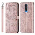For Xiaomi Redmi K30 Life of Tree Embossing Pattern Horizontal Flip Leather Case with Holder & Card Slot & Wallet & Photo Frame & Lanyard(Rose Gold)