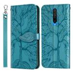 For Xiaomi Redmi K30 Life of Tree Embossing Pattern Horizontal Flip Leather Case with Holder & Card Slot & Wallet & Photo Frame & Lanyard(Blue)