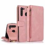 For Samsung Galaxy A21 Skin-feel Crazy Horse Texture Zipper Wallet Bag Horizontal Flip Leather Case with Holder & Card Slots & Wallet & Lanyard(Rose Gold)