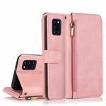For Samsung Galaxy A31 Skin-feel Crazy Horse Texture Zipper Wallet Bag Horizontal Flip Leather Case with Holder & Card Slots & Wallet & Lanyard(Rose Gold)