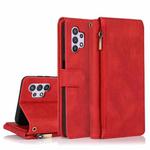 For Samsung Galaxy A32 5G Skin-feel Crazy Horse Texture Zipper Wallet Bag Horizontal Flip Leather Case with Holder & Card Slots & Wallet & Lanyard(Red)