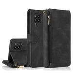 For Samsung Galaxy A42 5G Skin-feel Crazy Horse Texture Zipper Wallet Bag Horizontal Flip Leather Case with Holder & Card Slots & Wallet & Lanyard(Black)