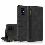 For Samsung Galaxy A51 5G Skin-feel Crazy Horse Texture Zipper Wallet Bag Horizontal Flip Leather Case with Holder & Card Slots & Wallet & Lanyard(Black)