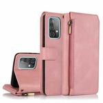 For Samsung Galaxy A52 5G Skin-feel Crazy Horse Texture Zipper Wallet Bag Horizontal Flip Leather Case with Holder & Card Slots & Wallet & Lanyard(Rose Gold)