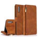 For Samsung Galaxy A70 Skin-feel Crazy Horse Texture Zipper Wallet Bag Horizontal Flip Leather Case with Holder & Card Slots & Wallet & Lanyard(Brown)