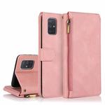 For Samsung Galaxy A71 Skin-feel Crazy Horse Texture Zipper Wallet Bag Horizontal Flip Leather Case with Holder & Card Slots & Wallet & Lanyard(Rose Gold)