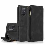 For Samsung Galaxy A71 5G Skin-feel Crazy Horse Texture Zipper Wallet Bag Horizontal Flip Leather Case with Holder & Card Slots & Wallet & Lanyard(Black)