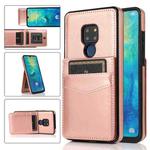 For Huawei Mate 20 Solid Color PC + TPU Protective Case with Holder & Card Slots(Rose Gold)