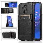 For Huawei Mate 20 Lite Solid Color PC + TPU Protective Case with Holder & Card Slots(Black)