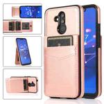 For Huawei Mate 20 Lite Solid Color PC + TPU Protective Case with Holder & Card Slots(Rose Gold)