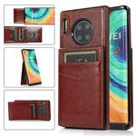 For Huawei Mate 30 Pro Solid Color PC + TPU Protective Case with Holder & Card Slots(Brown)