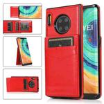 For Huawei Mate 30 Pro Solid Color PC + TPU Protective Case with Holder & Card Slots(Red)