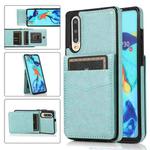 For Huawei P30 Solid Color PC + TPU Protective Case with Holder & Card Slots(Green)