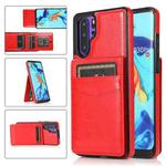For Huawei P30 Pro Solid Color PC + TPU Protective Case with Holder & Card Slots(Red)