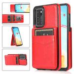 For Huawei P40 Solid Color PC + TPU Protective Case with Holder & Card Slots(Red)