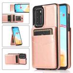 For Huawei P40 Solid Color PC + TPU Protective Case with Holder & Card Slots(Rose Gold)