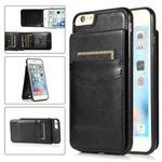 Solid Color PC + TPU Protective Case with Holder & Card Slots For iPhone 6(Black)