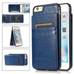 Solid Color PC + TPU Protective Case with Holder & Card Slots For iPhone 6(Blue)