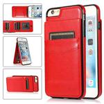 Solid Color PC + TPU Protective Case with Holder & Card Slots For iPhone 6(Red)