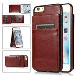Solid Color PC + TPU Protective Case with Holder & Card Slots For iPhone 6 Plus(Brown)