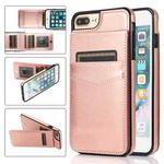 Solid Color PC + TPU Protective Case with Holder & Card Slots For iPhone 8 Plus / 7 Plus(Rose Gold)