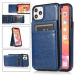 For iPhone 11 Solid Color PC + TPU Protective Case with Holder & Card Slots (Blue)