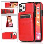 For iPhone 11 Pro Max Solid Color PC + TPU Protective Case with Holder & Card Slots (Red)