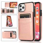 For iPhone 11 Pro Max Solid Color PC + TPU Protective Case with Holder & Card Slots (Rose Gold)