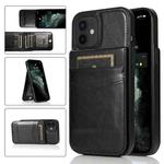 For iPhone 12 mini Solid Color PC + TPU Protective Case with Holder & Card Slots (Black)