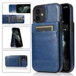 For iPhone 12 mini Solid Color PC + TPU Protective Case with Holder & Card Slots (Blue)