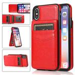 For iPhone XS Max Solid Color PC + TPU Protective Case with Holder & Card Slots(Red)