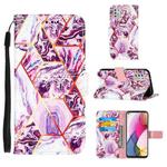 For Motorola Moto G Stylus (2021) Marble Stitching Horizontal Flip PU Leather Case with Holder & Card Slots & Wallet & Lanyard(Purple)