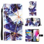 For Motorola Moto G Stylus (2021) Marble Stitching Horizontal Flip PU Leather Case with Holder & Card Slots & Wallet & Lanyard(Navy Blue)