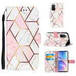 For OnePlus 9 Marble Stitching Horizontal Flip PU Leather Case with Holder & Card Slots & Wallet & Lanyard(Pink White)