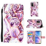 For OnePlus 9 Pro Marble Stitching Horizontal Flip PU Leather Case with Holder & Card Slots & Wallet & Lanyard(Purple)