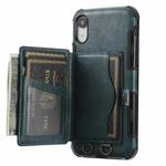 For iPhone X / XS Crazy Horse Texture PU + TPU Shockproof Back Cover Case with Card Slots & Holder & Wallet & Crossbody Strap(Navy Blue)