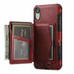 For iPhone XR Crazy Horse Texture PU + TPU Shockproof Back Cover Case with Card Slots & Holder & Wallet & Crossbody Strap(Red)
