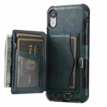 For iPhone XR Crazy Horse Texture PU + TPU Shockproof Back Cover Case with Card Slots & Holder & Wallet & Crossbody Strap(Navy Blue)