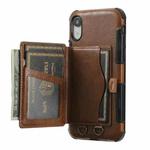 For iPhone XR Crazy Horse Texture PU + TPU Shockproof Back Cover Case with Card Slots & Holder & Wallet & Crossbody Strap(Coffee)