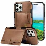 For iPhone 12 / 12 Pro Crazy Horse Texture PU + TPU Shockproof Back Cover Case with Card Slots & Holder & Wallet & Crossbody Strap(Coffee)
