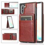 For Samsung Galaxy Note10 Solid Color PC + TPU Protective Case with Holder & Card Slots(Brown)