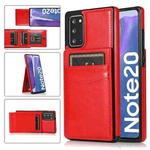 For Samsung Galaxy Note20 Solid Color PC + TPU Protective Case with Holder & Card Slots(Red)