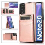 For Samsung Galaxy Note20 Solid Color PC + TPU Protective Case with Holder & Card Slots(Rose Gold)