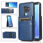 For Samsung Galaxy S9 Plus Solid Color PC + TPU Protective Case with Holder & Card Slots(Blue)