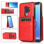 For Samsung Galaxy S9 Plus Solid Color PC + TPU Protective Case with Holder & Card Slots(Red)
