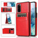 For Samsung Galaxy S20 Solid Color PC + TPU Protective Case with Holder & Card Slots(Red)