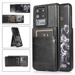 For Samsung Galaxy S20 Ultra Solid Color PC + TPU Protective Case with Holder & Card Slots(Black)